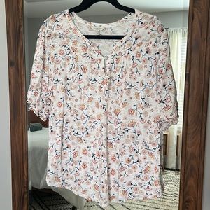 Lucky Brand White Floral Blouse
